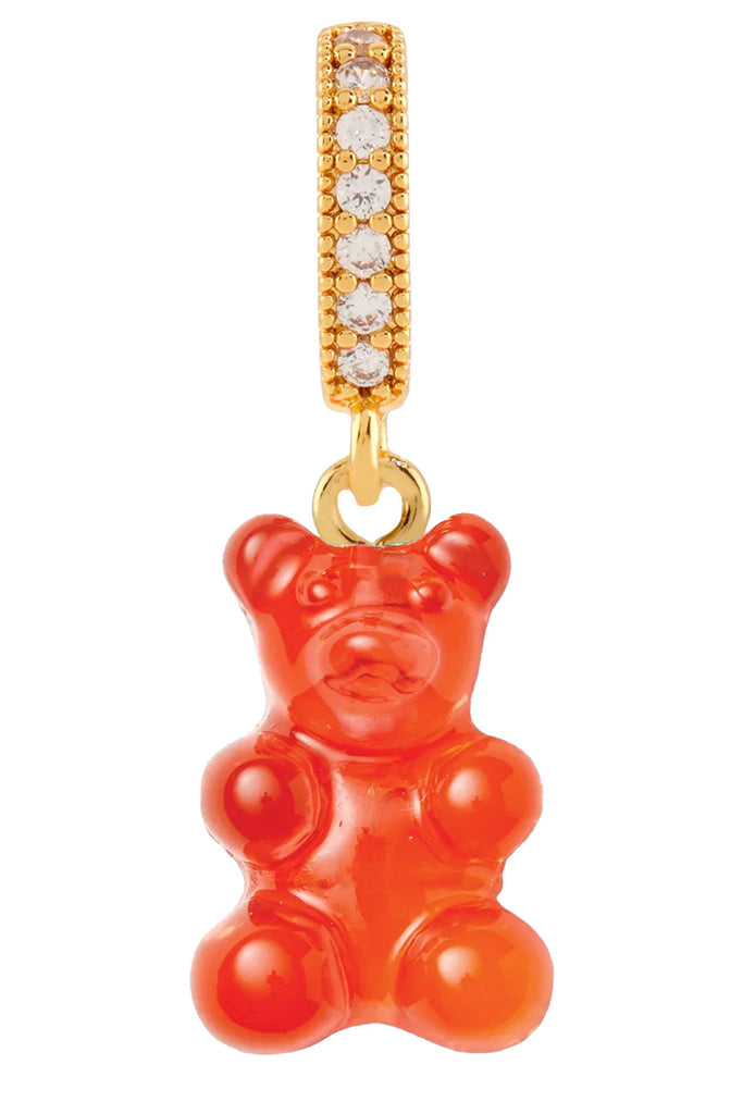 The Nostalgia Bear pendant with pave connector in gold and jelly red colours from the brand CRYSTAL HAZE