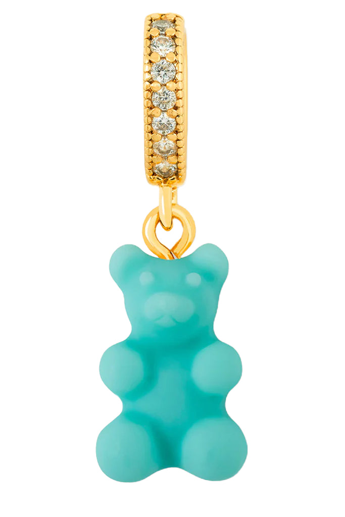 The nostalgia bear pendant with pave connector in gold and havana colour from the brand CRYSTAL HAZE