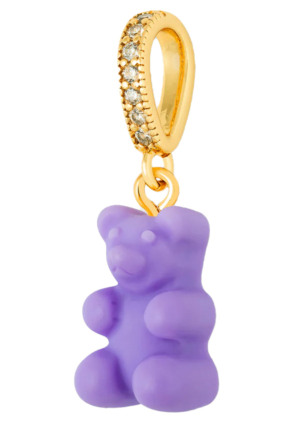 The nostalgia bear pendant with pave connector in gold and pinot noir colour from the brand CRYSTAL HAZE