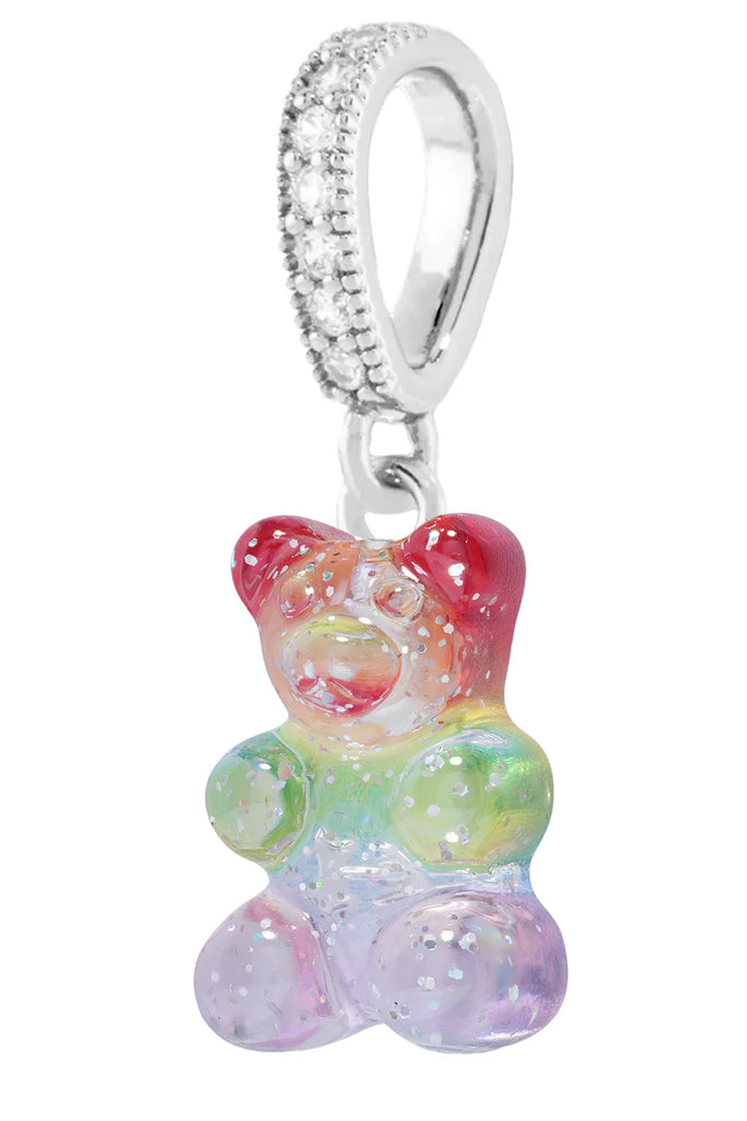 The Nostalgia Bear pendant with pave connector in silver and rainbow colours from the brand CRYSTAL HAZE