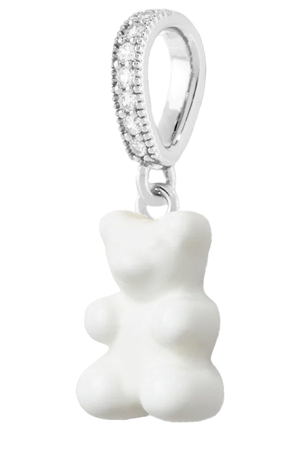 The Nostalgia Bear pendant with pave connector in silver and white colours from the brand CRYSTAL HAZE