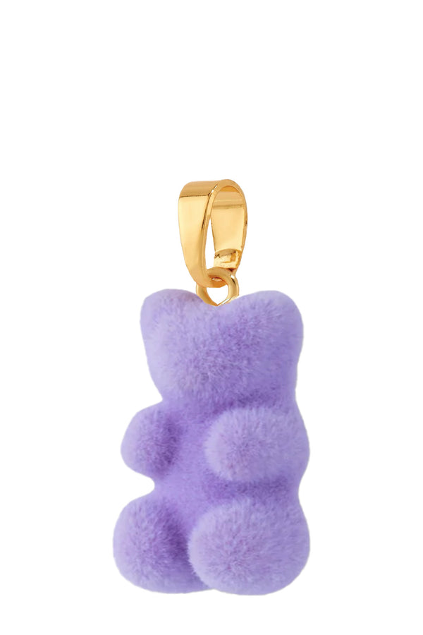 The velvet nostalgia bear pendant with classic connector in gold and violet from the brand CRYSTAL HAZE