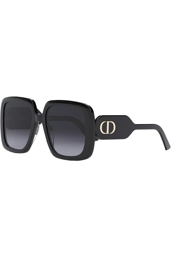 The Bobby square-frame logo-embellished sunglasses in black color with grey lenses from the brand DIOR