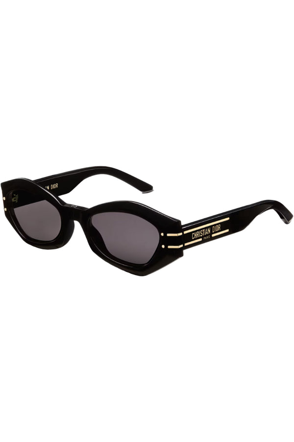 The signature geometric-frame sunglasses in black color with grey lenses from the brand DIOR