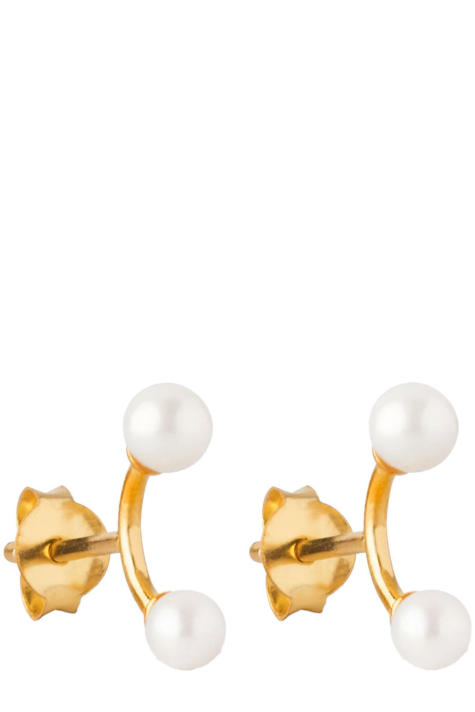 The 2 pearls stud earrings in gold and pearl colour from the brand ENAMEL COPENHAGEN