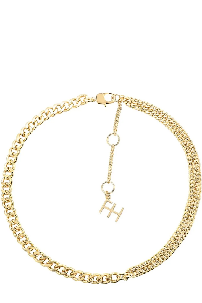 The Amplify double curb-chain necklace in gold colour from the brand F+H JEWELLERY