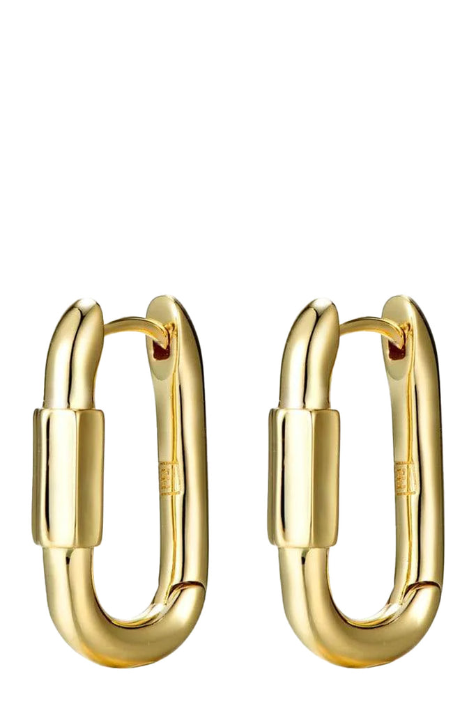 The disengage hoop earrings in gold colour from the brand F+H JEWELLERY