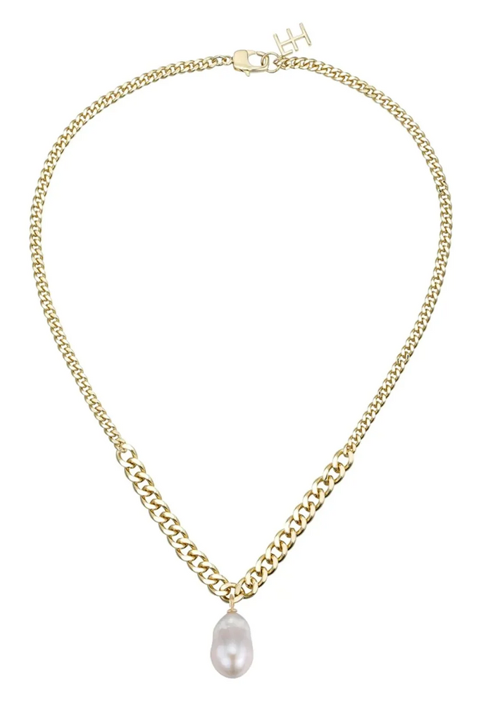 The Fierce pendant necklace in gold and pearl colours from the brand F+H JEWELLERY