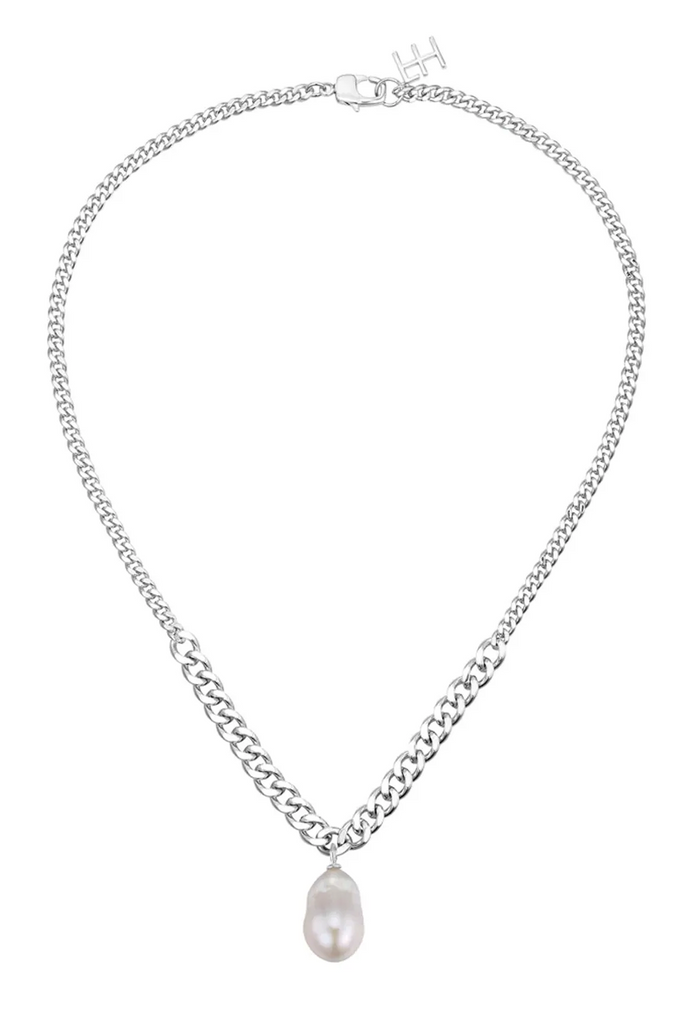 The Fierce pendant necklace in silver and pearl colours from the brand F+H JEWELLERY