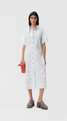 ganni broderie anglaise dress blue Broderie Anglaise Midi Dress in Illusion Blue on Garmentory