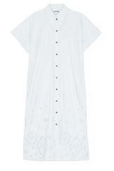 ganni broderie anglaise dress blue Ganni Broderie Anglaise Detailed Dress - Blue