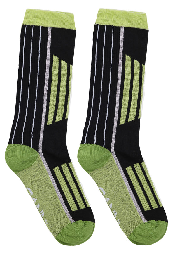 The multicolor socks in black and olive green color from the brand GANNI.