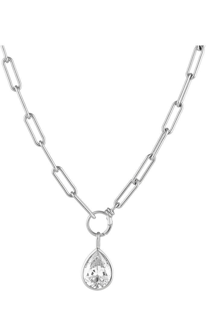 The plain chain & drop pendant in silver and clear colors from the brand HEAVENLY LONDON