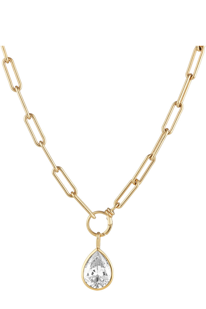 The plain chain & drop pendant in gold and clear colours from the brand HEAVENLY LONDON