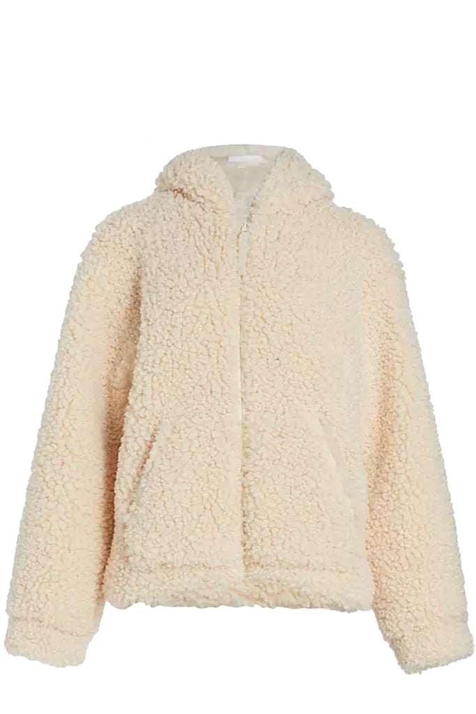 The Faux Shearling Coat in white colour from the brand HELMUT LANG