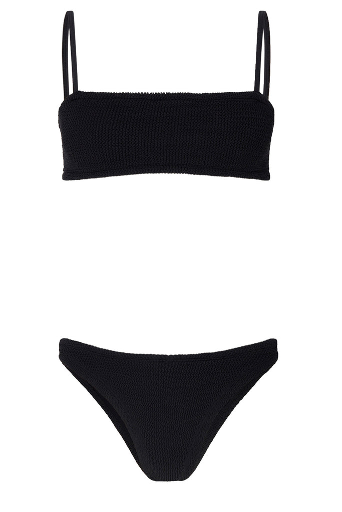 The Gigi spaghetti-strap bikini in black color from the brand HUNZA G