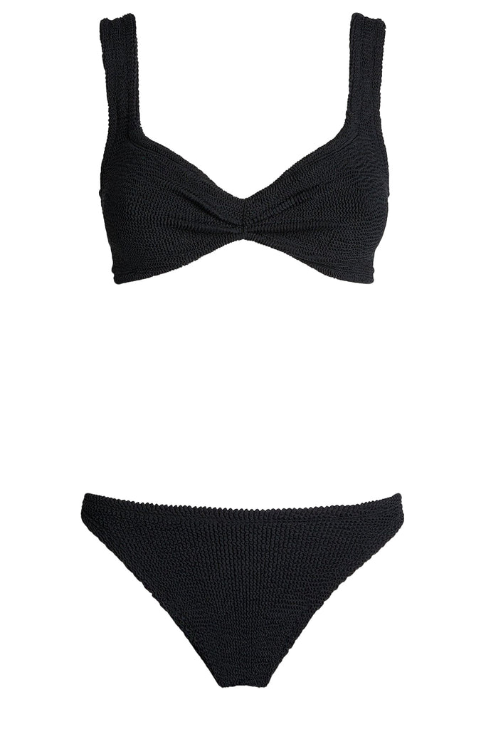 The Juno Twist-Detail Bikini in black colour from the brand HUNZA G