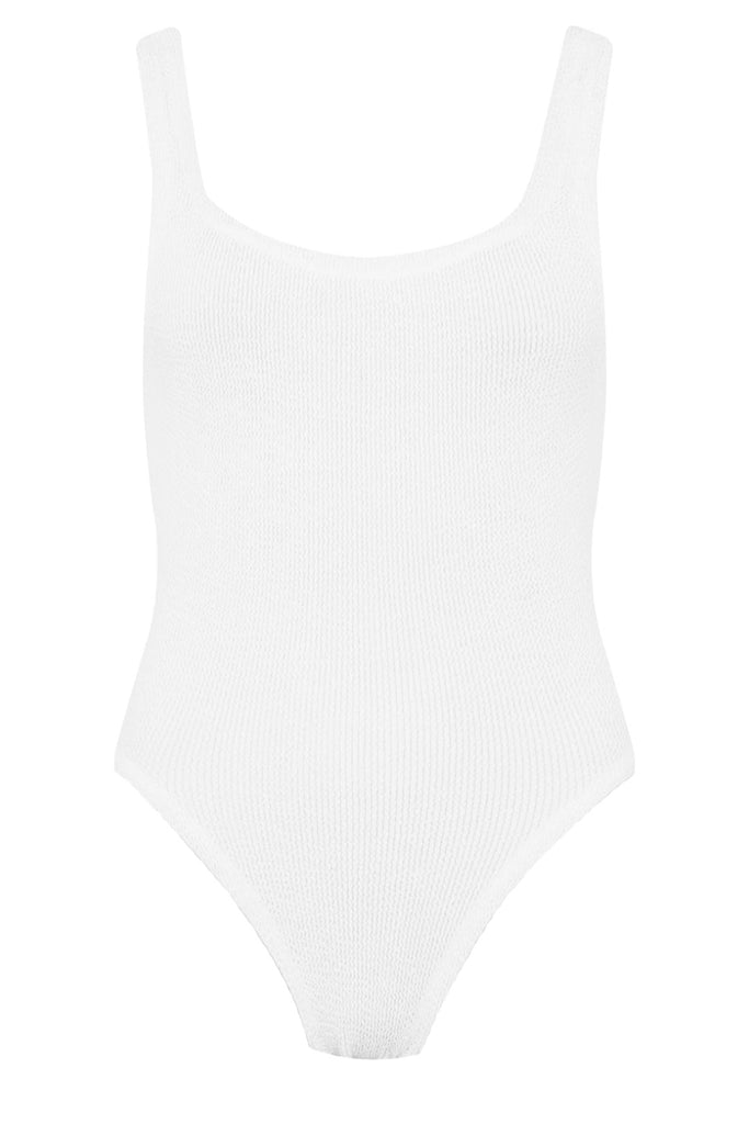 The square-neck swimsuit in white color from the brand HUNZA G