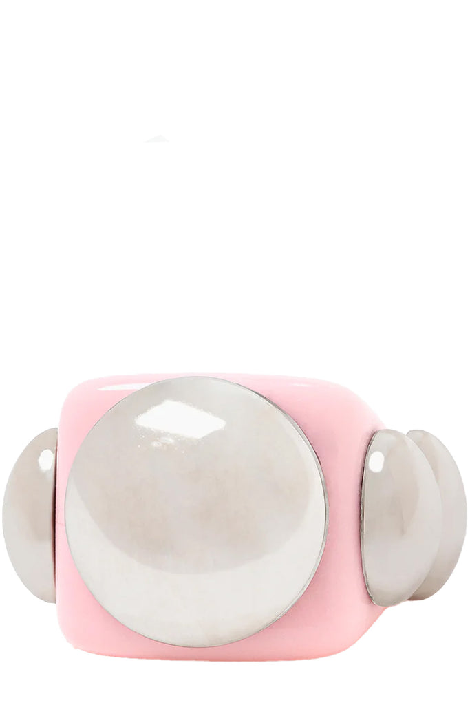 The Jamón De York ring in silver and pink colours from the brand LA MANSO