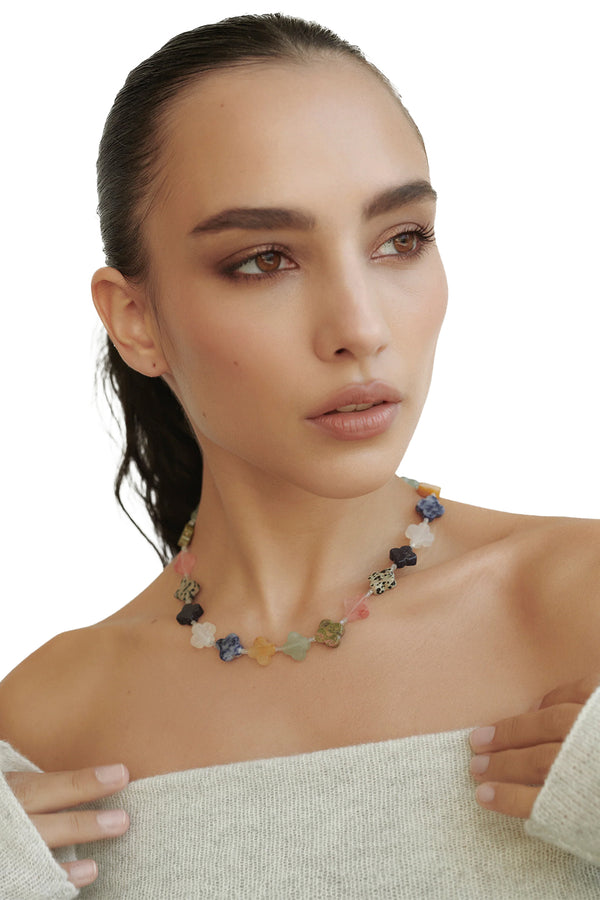 Gemstone Clover Necklace