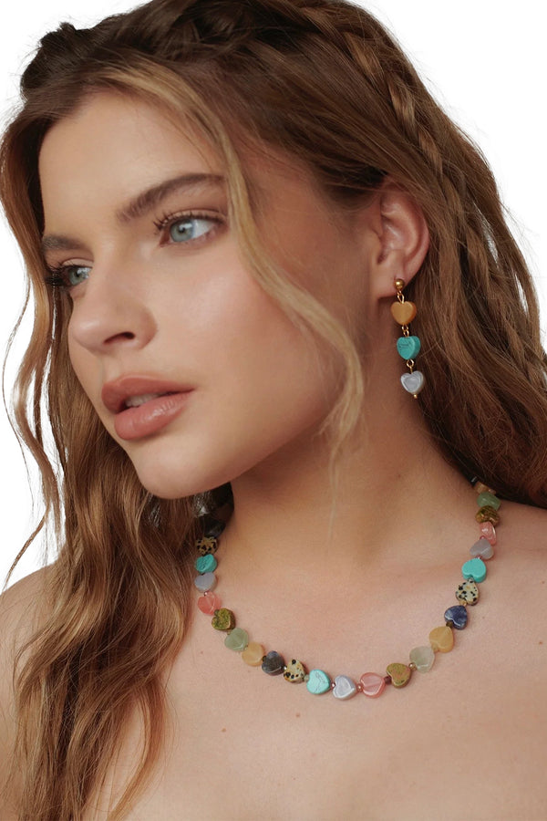 Gemstone Heart Earrings
