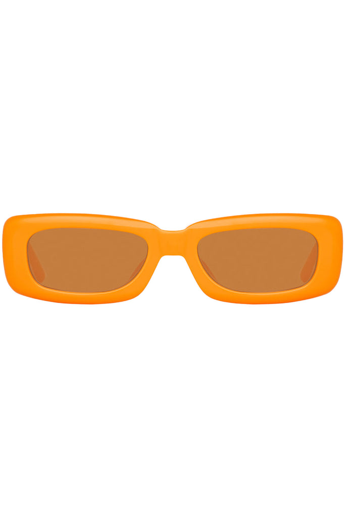 The LF X The Attico mini Marfa sunglasses in orange colour from the brand LINDA FARROW