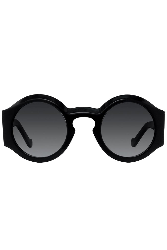 The Chunky Anagram Round Sunglasses in black colour from the brand LOEWE