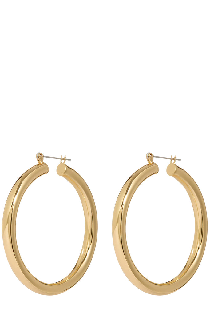The Amalfi tube hoop earrings in gold colour from the brand LUV AJ