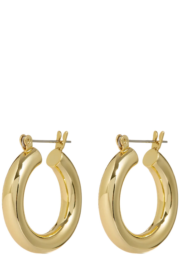 The baby Amalfi tube hoop earrings in gold colour from the brand LUV AJ