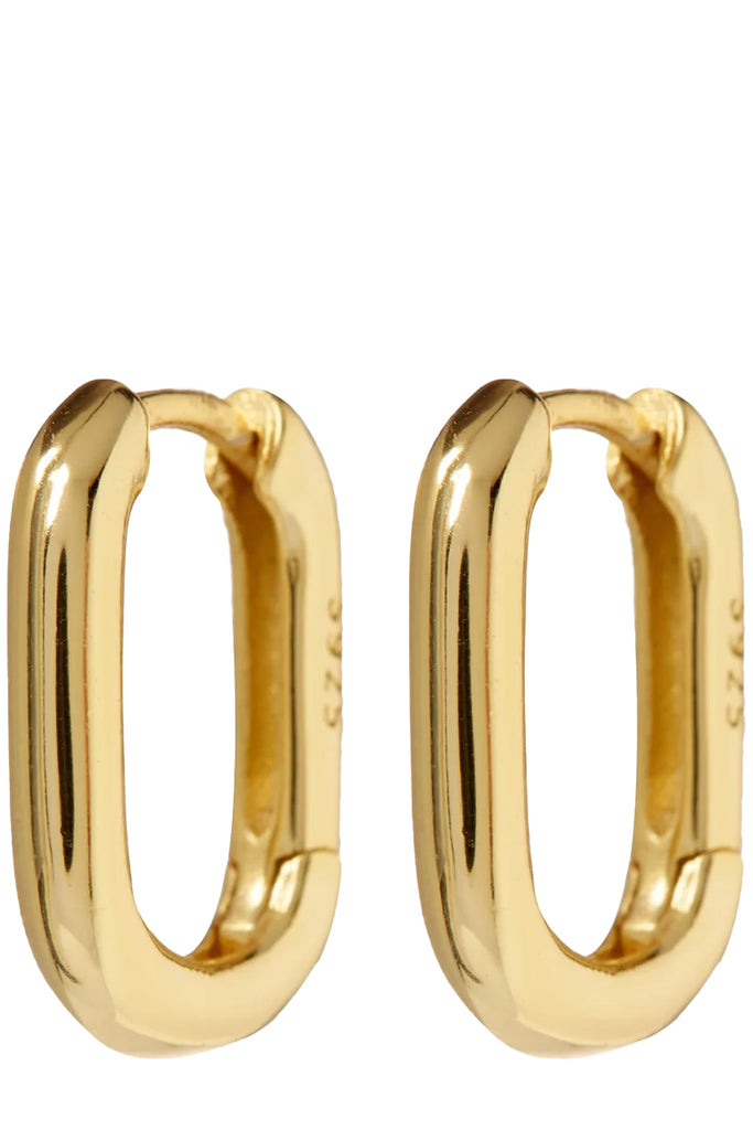 The chain link huggie earrings in gold colour from the brand LUV AJ