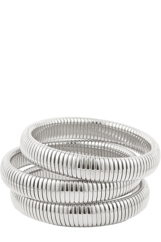 The Flex Snake chain bracelet set in silver colour from the brand LUV AJ