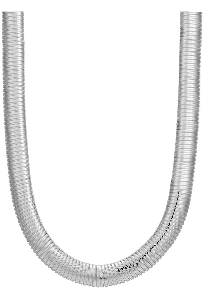 The Flex Snake chain necklace in silver colour from the brand LUV AJ