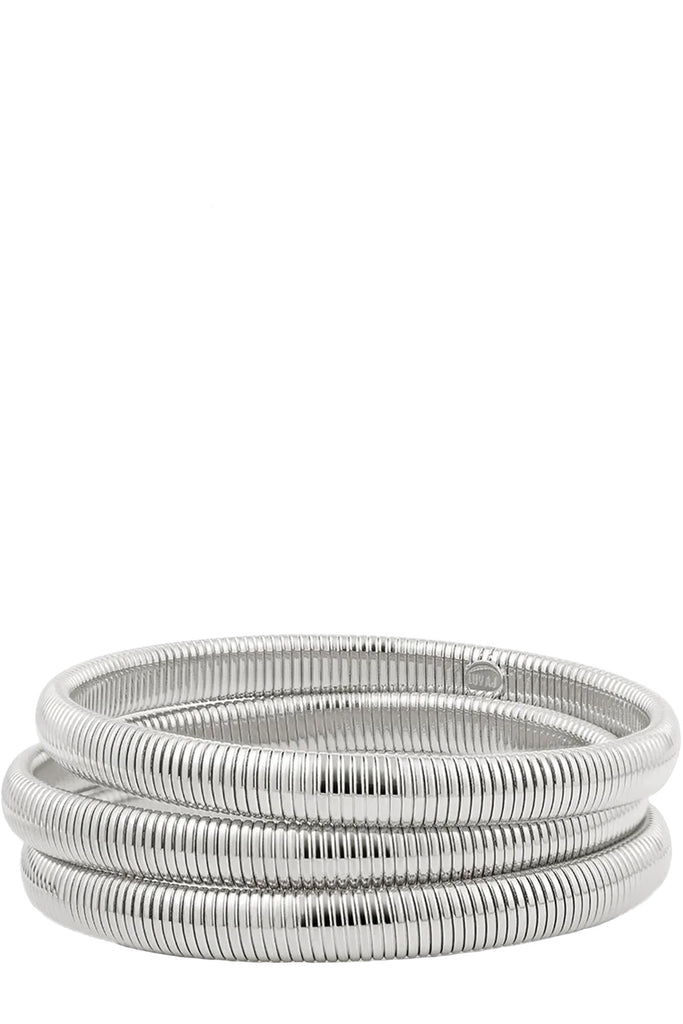 The Mini Flex Snake Chain bracelet Set in silver colour from the brand LUV AJ