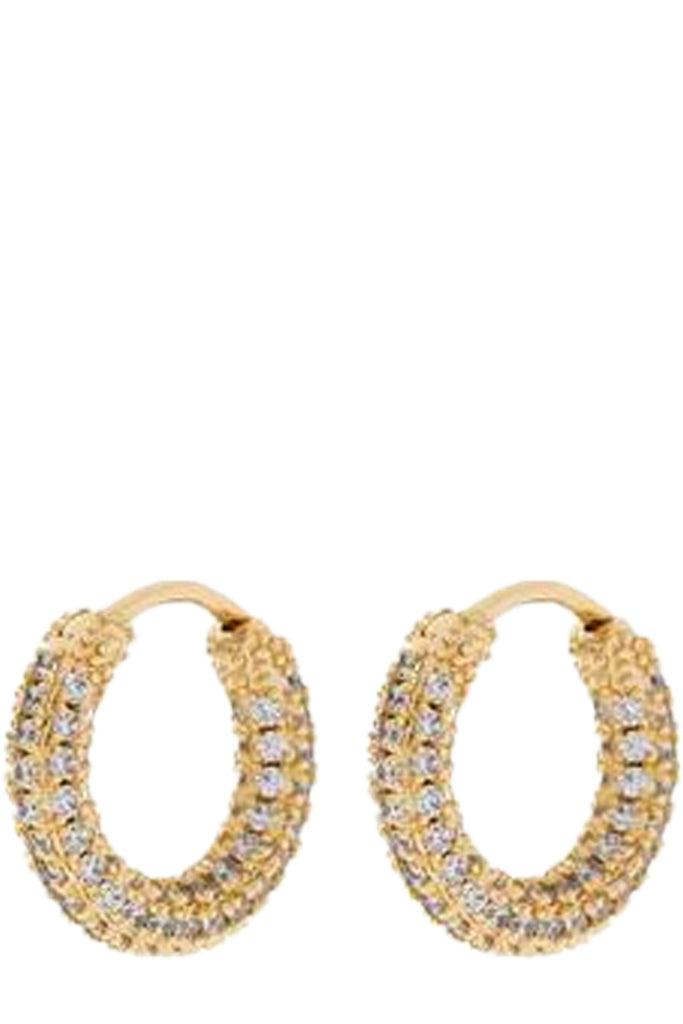 The pave Amalfi huggie earrings in gold colour from the brand LUV AJ