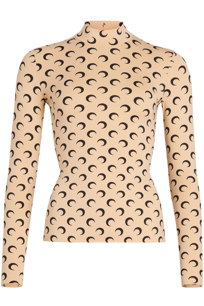 The logo-pattern crew-neck jersey top in beige color from the brand MARINE SERRE