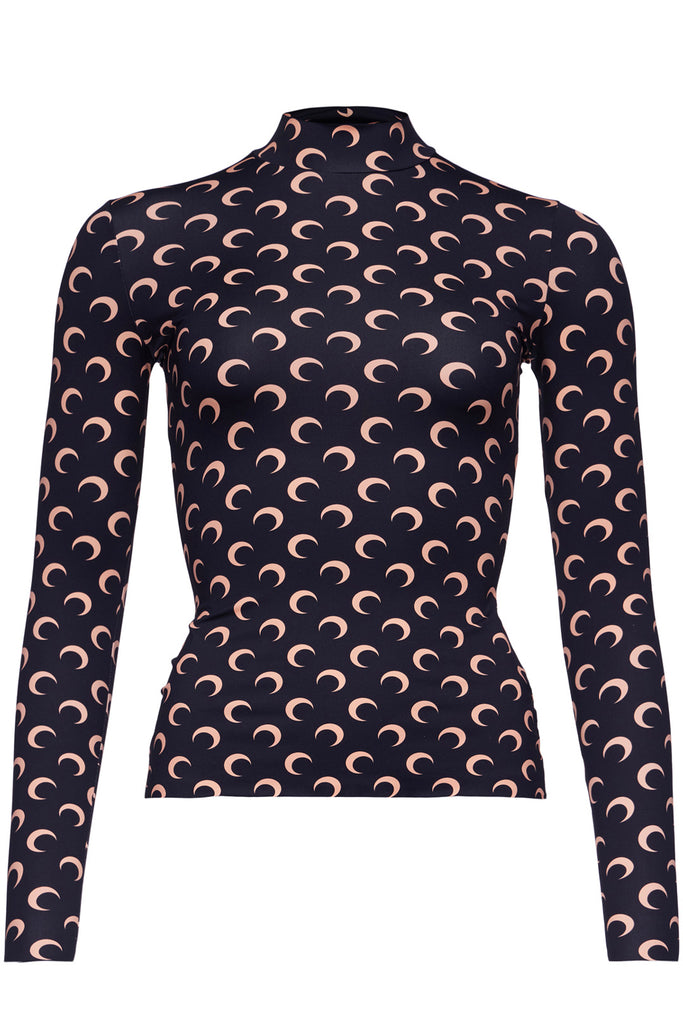 The logo-pattern crew-neck jersey top in black color from the brand MARINE SERRE