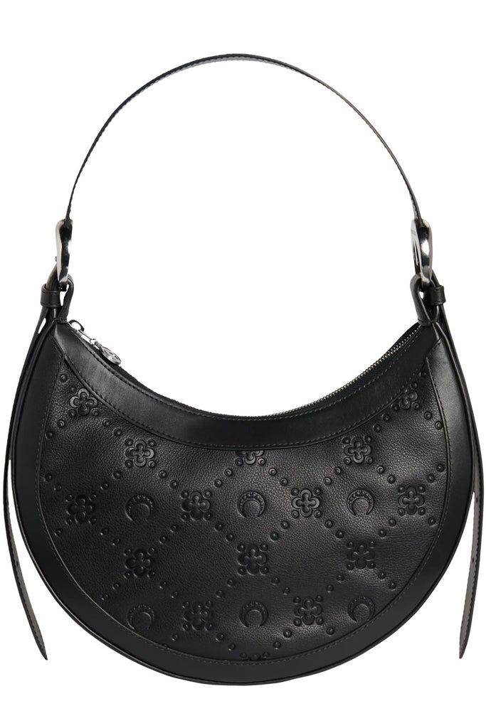 The logo-pattern leather handbag in black color from the brand MARINE SERRE