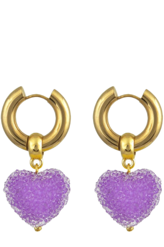 The Candy Shack earrings in gold and lilac color from the brand MAYOL JEWELRY