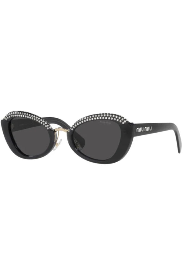 The crystal-embellished round-frame sunglasses from the brand MIU MIU