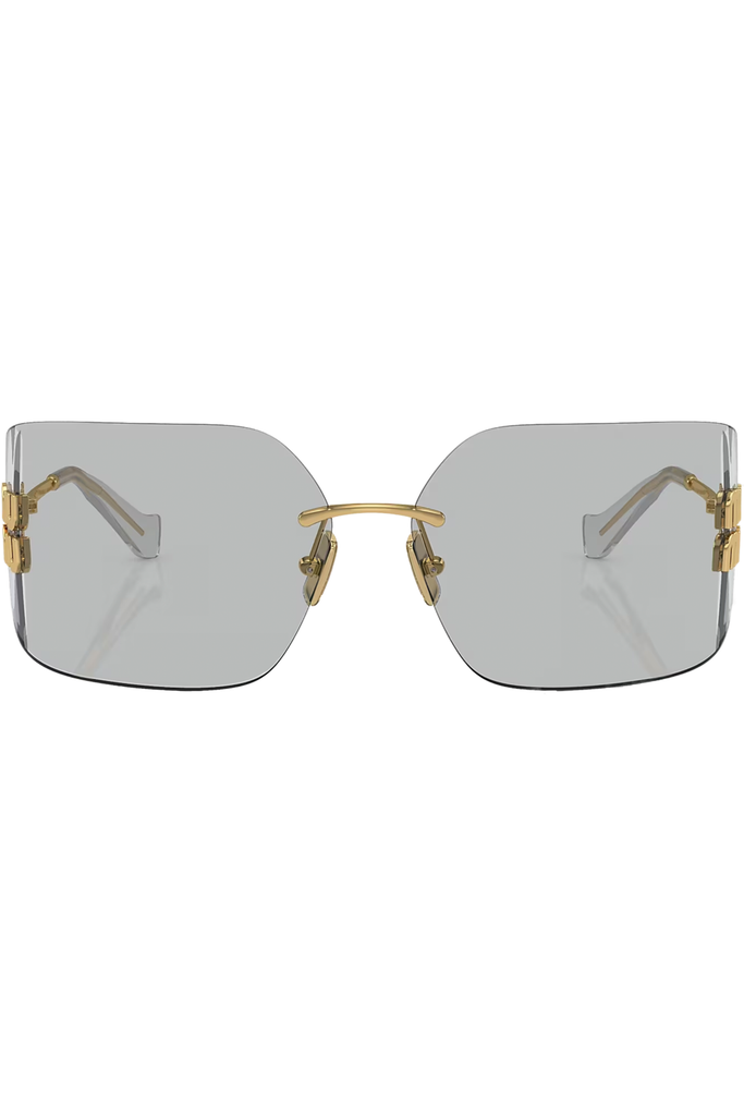 Metal Square-Frame Logo-Cut Sunglasses