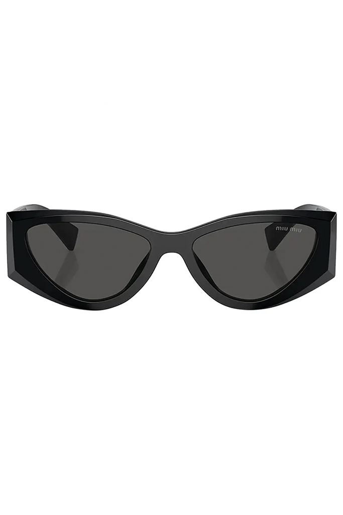 Oval Cat-Eye Logo Detail Black Sunglasses