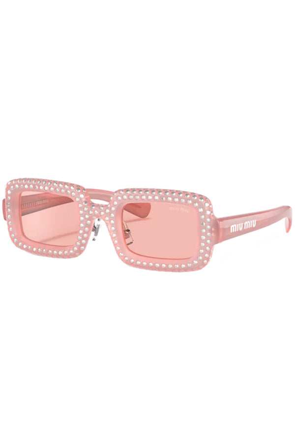 The rectangular-frame crystal-embellished sunglasses from the brand MIU MIU