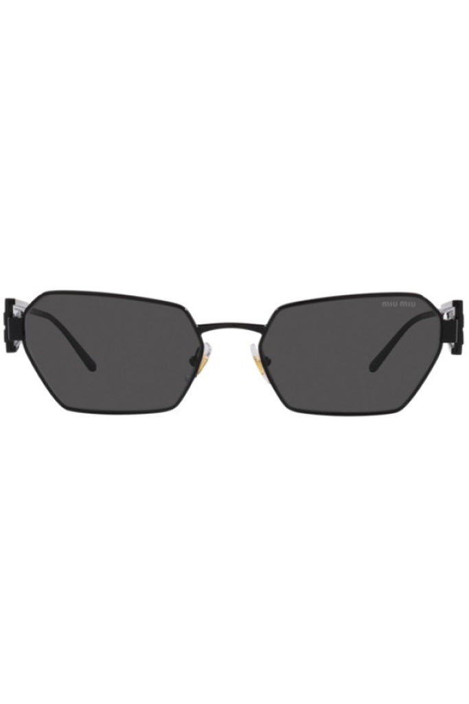 The sharp-edge logo-cut metal sunglasses from the brand MIU MIU