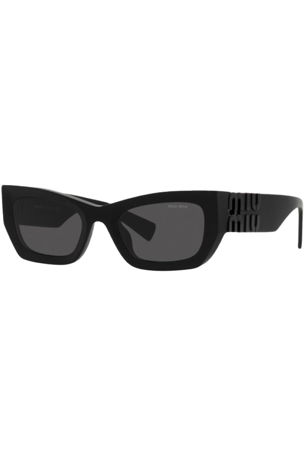 The Square-Frame Bold-Temple Sunglasses in black colour with grey lenses from MIU MIU