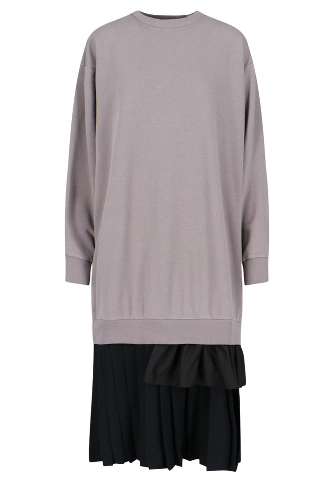The Contrast Multi-Layer Midi Dress in taupe and black colour from the brand MM6 Maison Margiela
