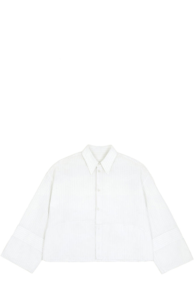 The wide-cuff long-sleeve shirt in white colour from the brand MM6 MAISON MARGIELA