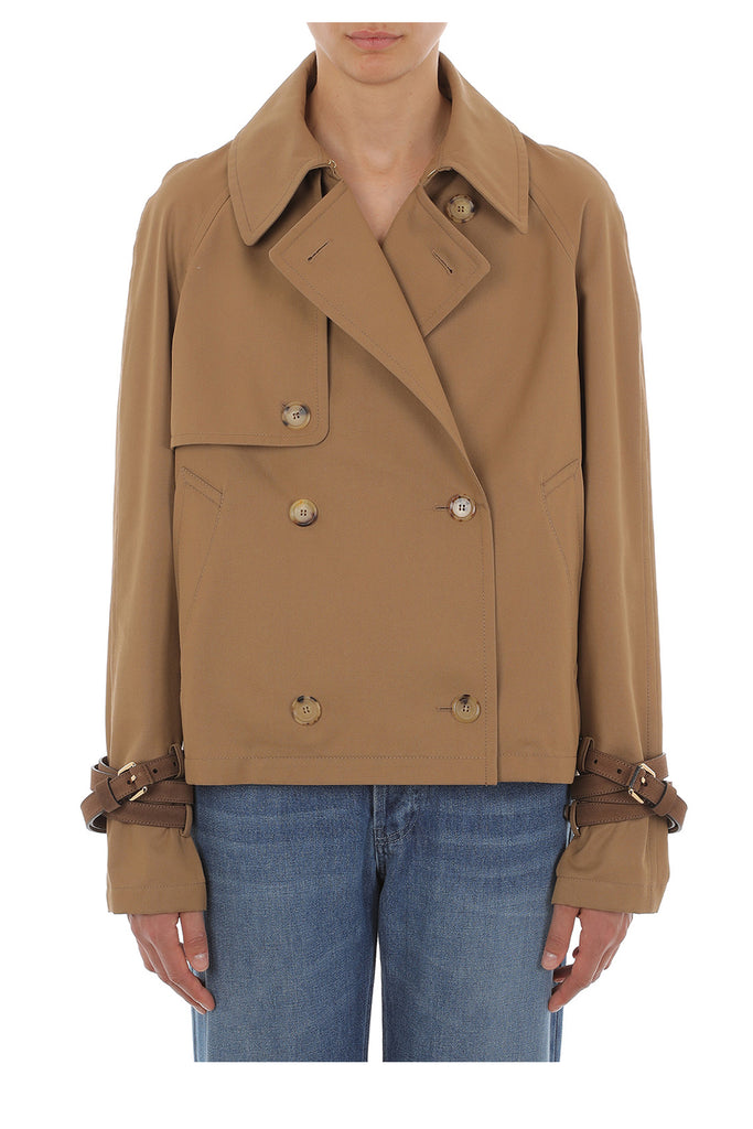 Belt-Detailed Cropped Trench Coat