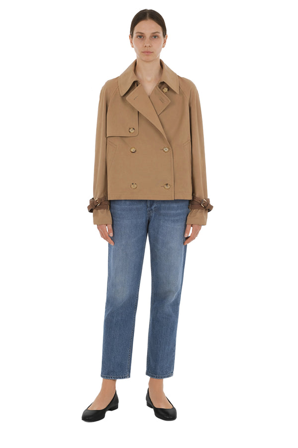 Cotton Blend Gabardine Trench Coat