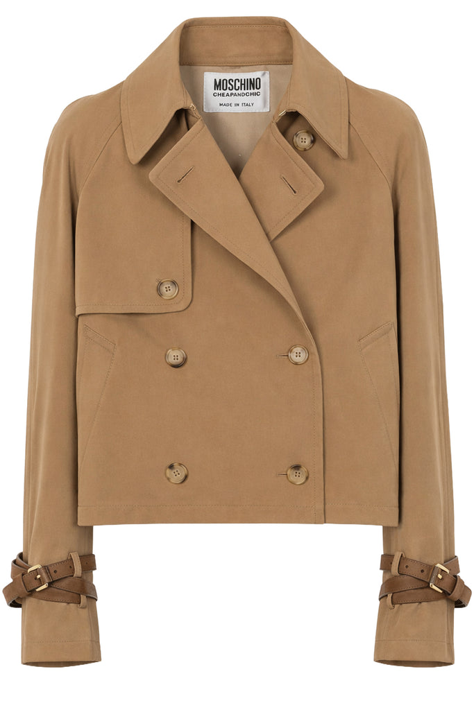 Cotton Blend Gabardine Trench Coat