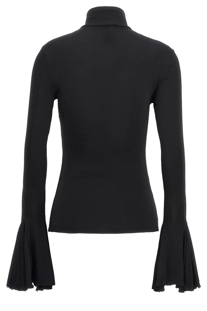 The godet cuff-detail turtleneck top in black color from the brand NENSI DOJAKA